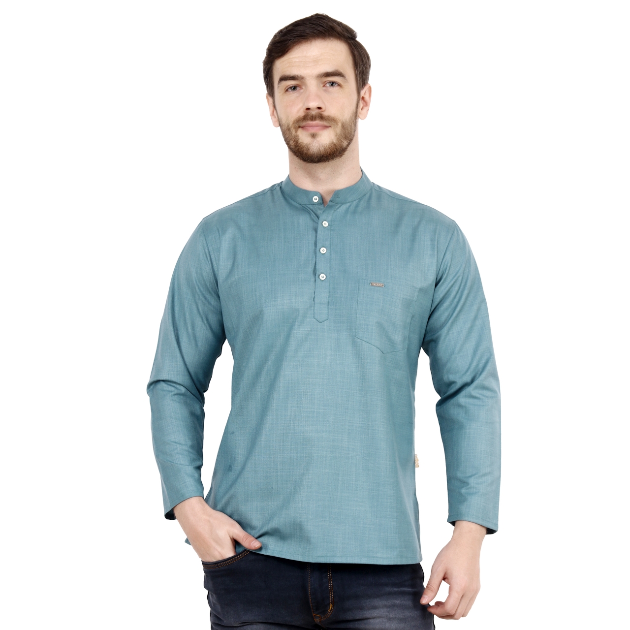 Mens T. Green Short Kurta